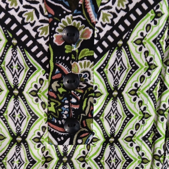 Belle By Kim Gravel Blouse Women's Size Large Green Paisley - Picture 4 of 14